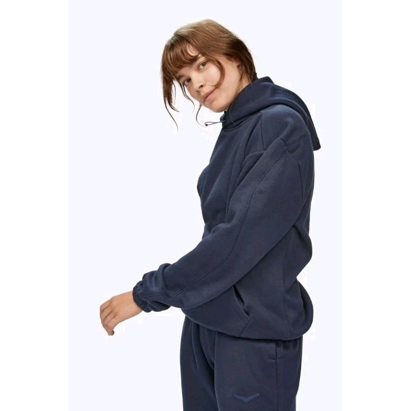 Hoka One Essential Hoodie Sweatshirt Woman Xs Navy Cinch Waist Pullover Run Euc